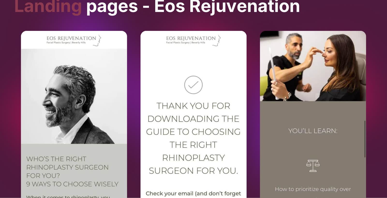 Eos Rejuvenation Landing Pages