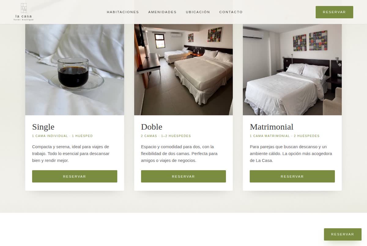 La Casa Hotel Boutique landing page